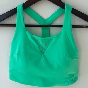 Gymshark Sports Bra with Mesh Detail Green Size Small